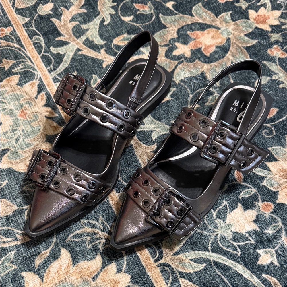 Mix No. 6 Metallic Black Slingback Flats